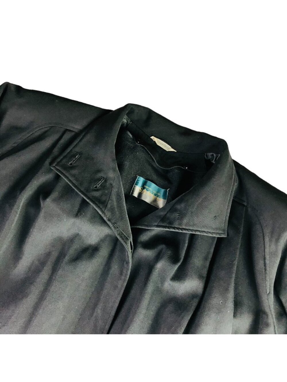 Sanyo Women's Wool Liner Trench Over Coat Black • Size 8 MEDIUM